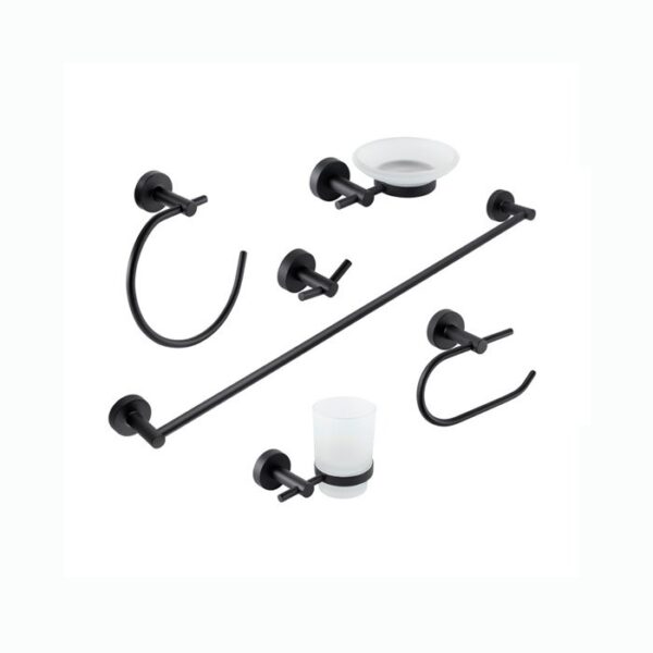 ACCESORIOS URREA P/BAÑO CLASICA NEGRO MATE 6 PZAS.