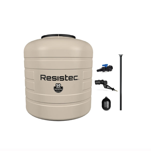TINACO ROTOPLAS RESISTEC BEIGE 1100 LTS C/VALV Y FLOTADOR MULT JARRO